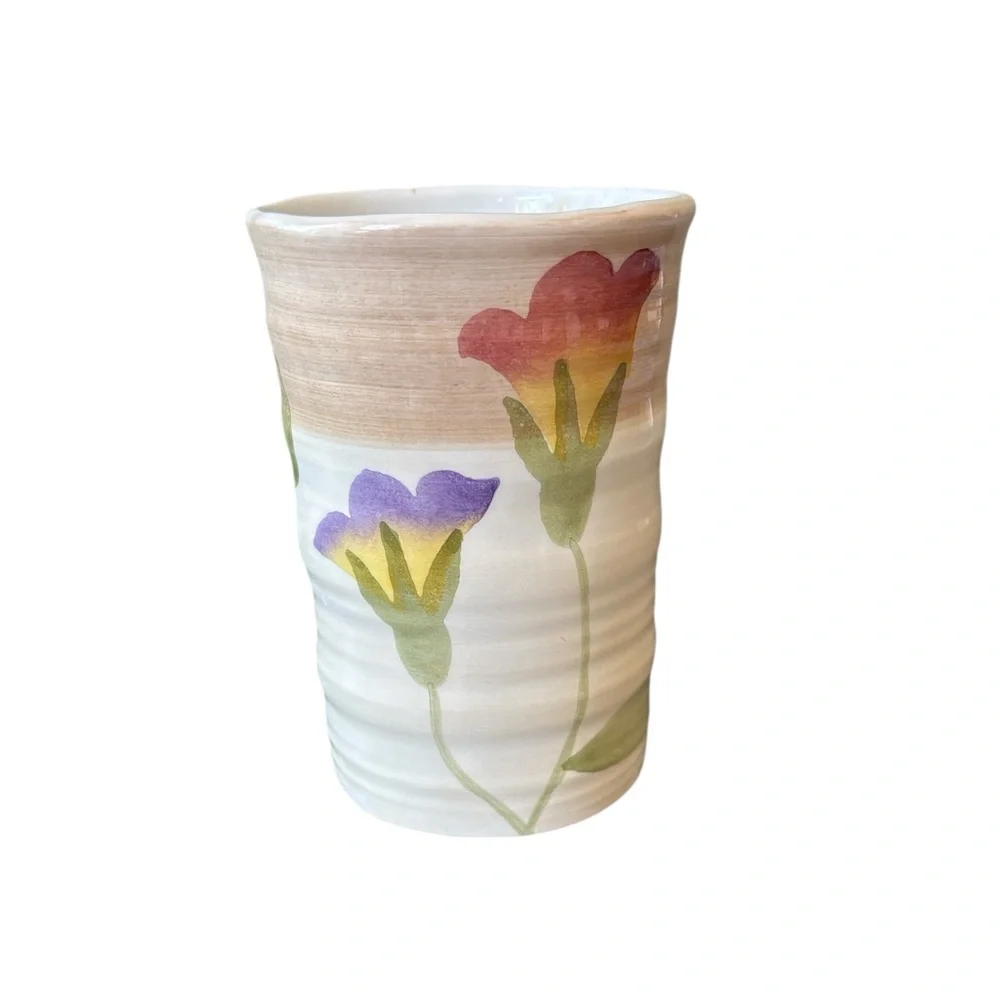 Croscill Floral Tulip Bud Bathroom Cup and Soap‎ Dish Ceramic Set